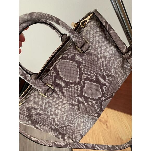 Michael Kors Beige Python Embossed Leather Satchel - Picture 7 of 8